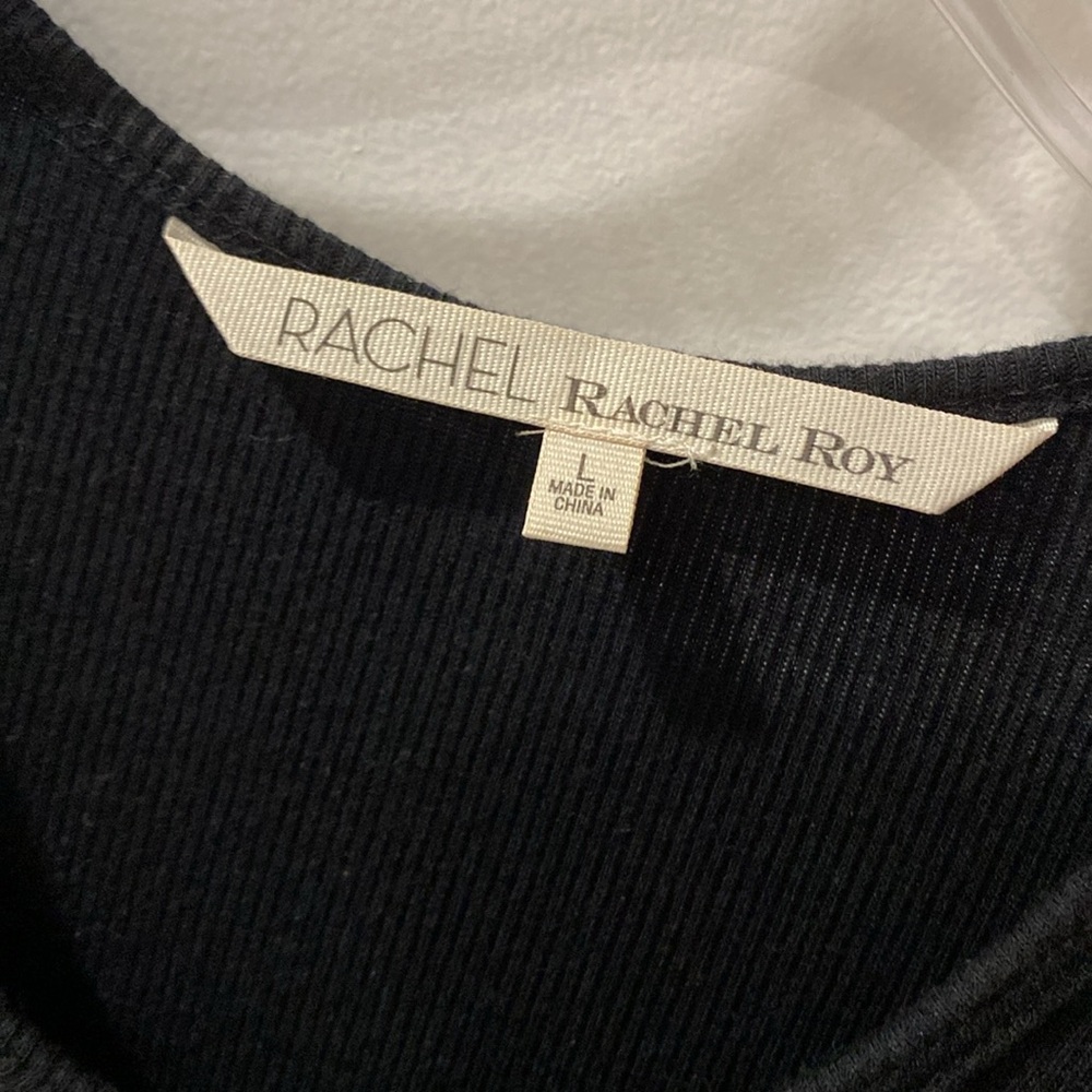 RACHEL ROY black tank maxi dress sheet shirt slits side zipper L - Picture 2 of 6